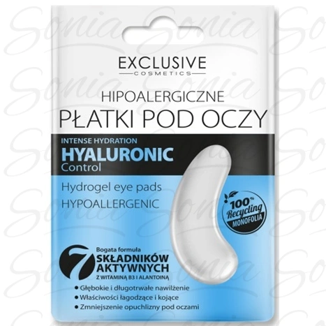 EXCLUSIVE COSMETICS Hyaluronic Control Płatki hipoalergiczne pod oczy Nawilżające 1 para