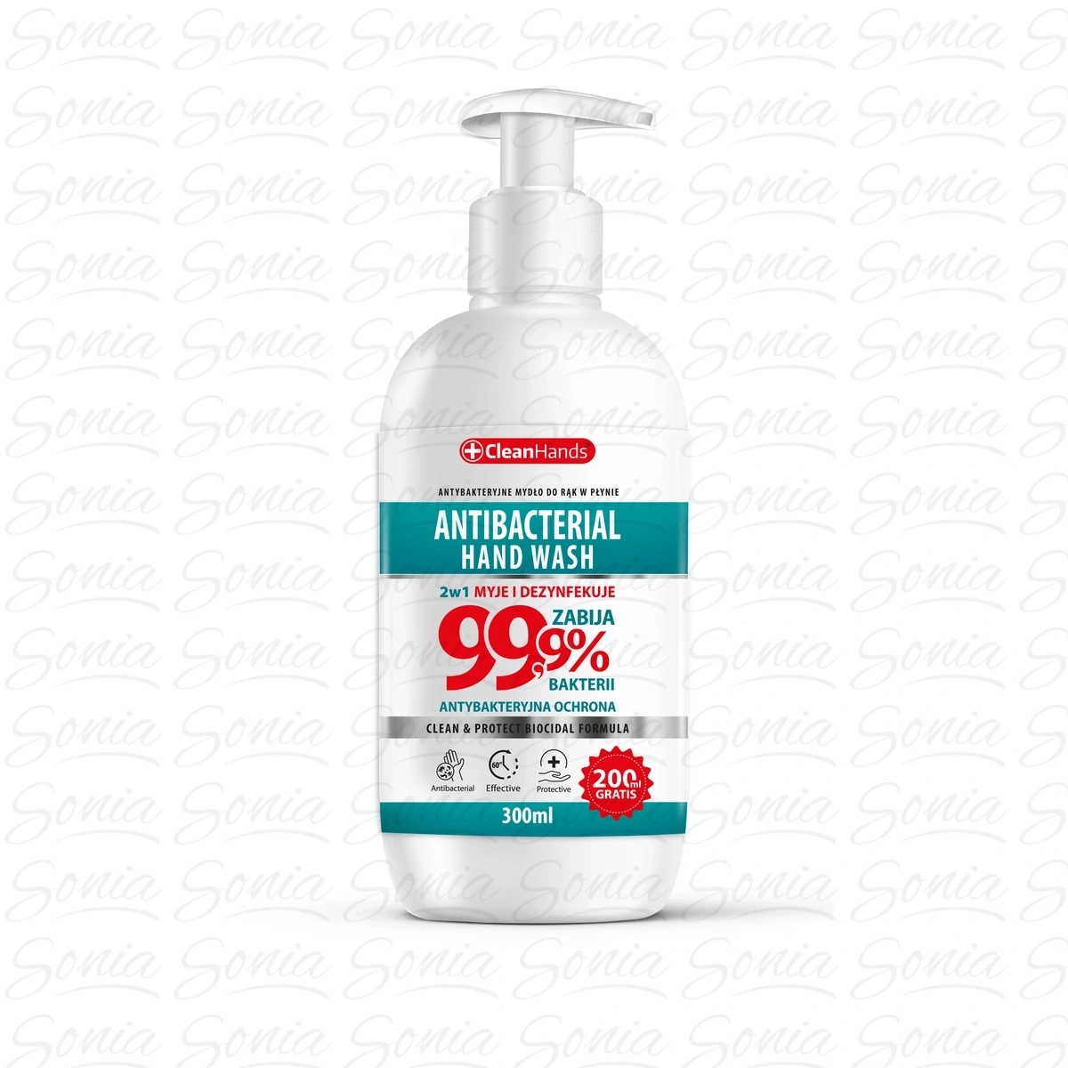 CLEAN HANDS Hand Wash Mydło antybakteryjne w płynie Bio formuła 99,9% 300 ml