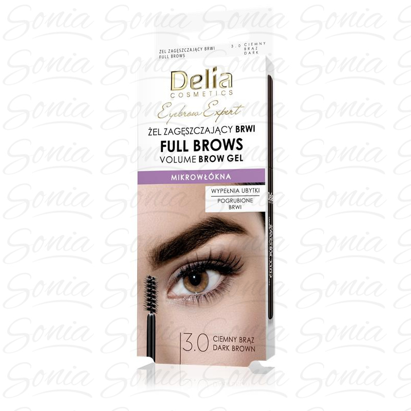 DELIA Eyebrow Expert Żel zagęszczający do brwi - Full Brow 3.0 brąz 7 ml