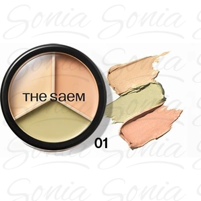 SAEM Cover Perfection Korektor do twarzy Triple Pot 01 Correct Beige