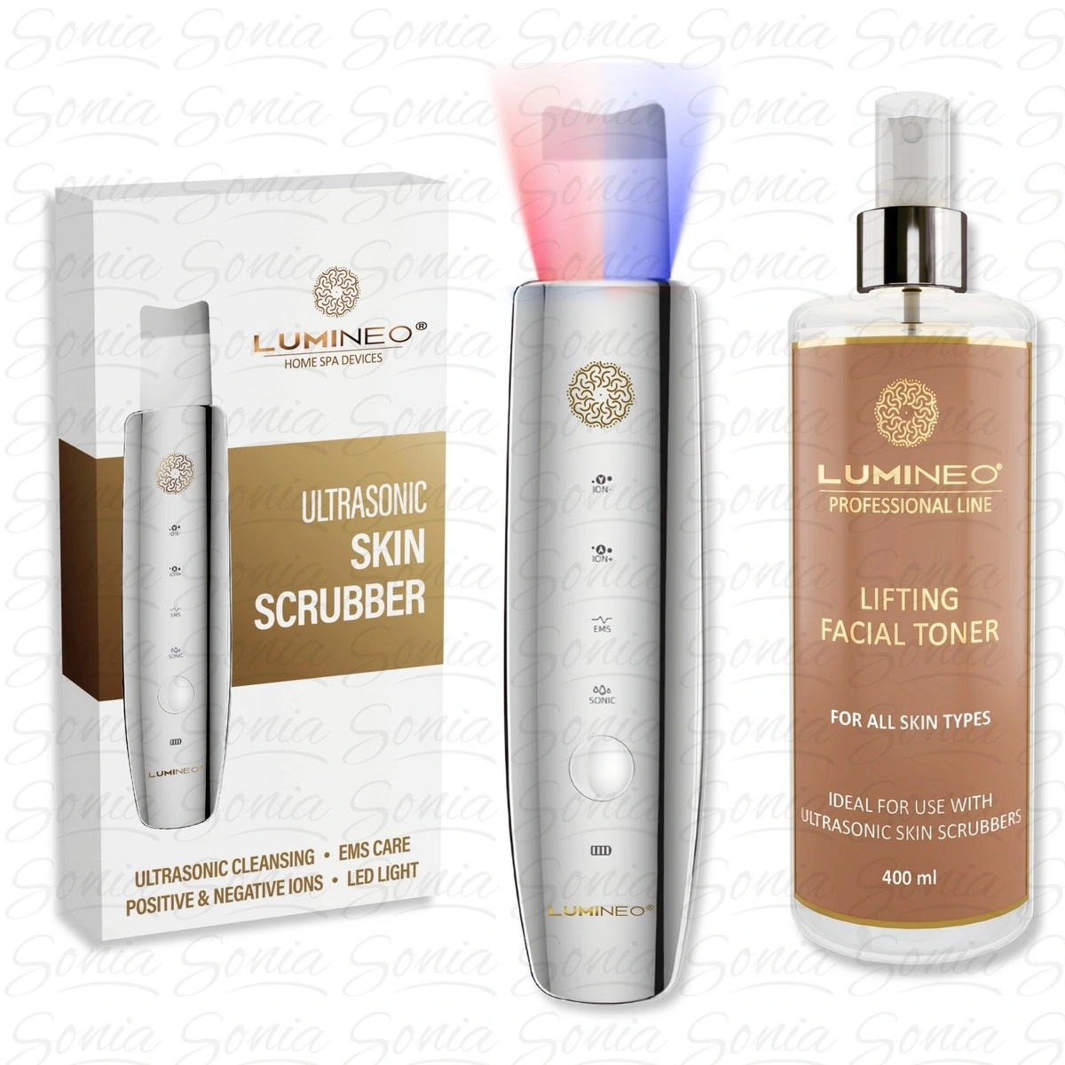 LUMINEO Professional Line Peeling kawitacyjny LED 5w1 + Tonik liftingujący do kawitacji Lumineo