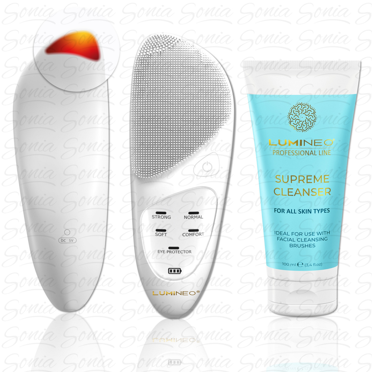 LUMINEO Professional Line Szczoteczka do twarzy Sonic Thermo Brush + Żel Lumineo do wszystkich typów cery