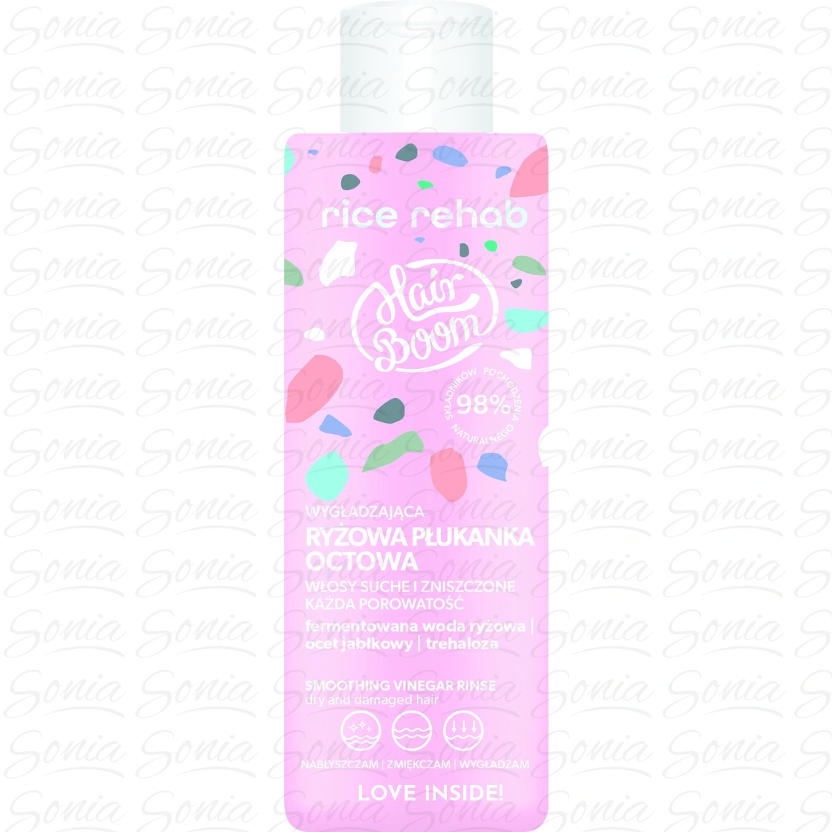 HAIRBOOM Rice Rehab Wygładzająca płukanka ryżowa do włosów z octem 200 ml