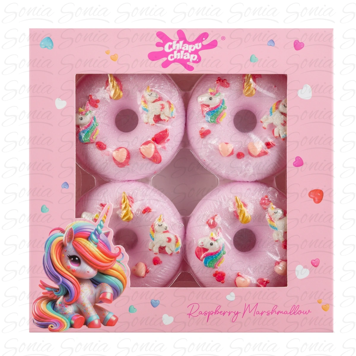 CHLAPU CHLAP Zestaw Donut do kąpieli pianka malinowa 4 szt