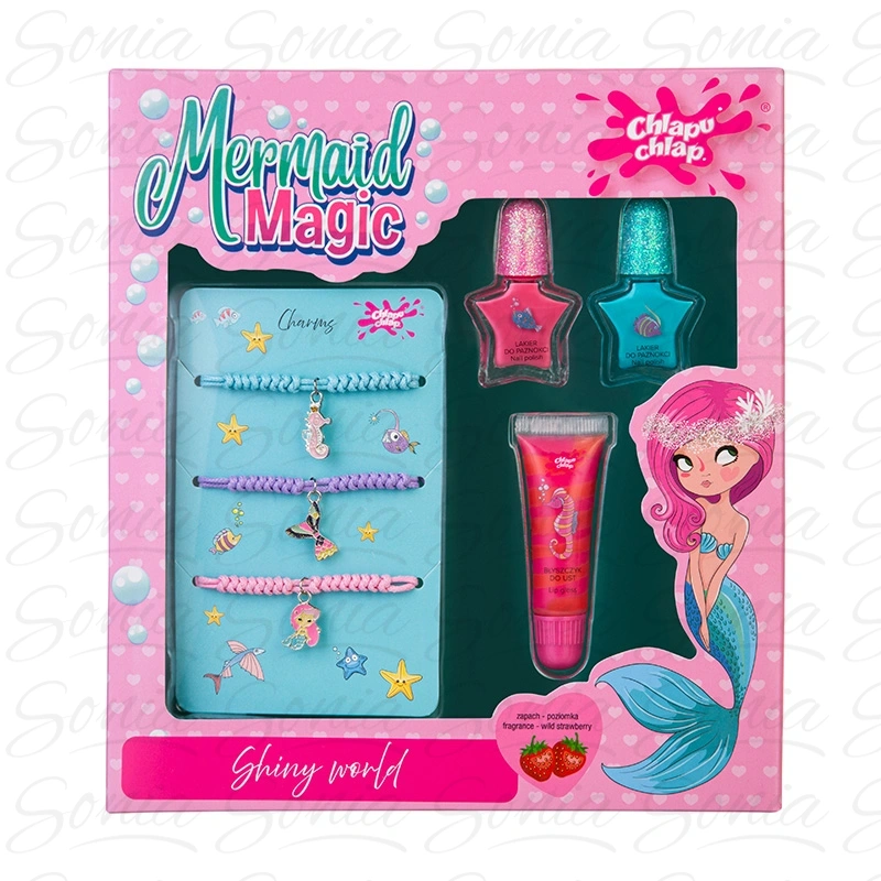 CHLAPU CHLAP Mermaid Magic Zestaw dziecięcy z bransoletkami, lakierami do paznokci i błyszczykiem
