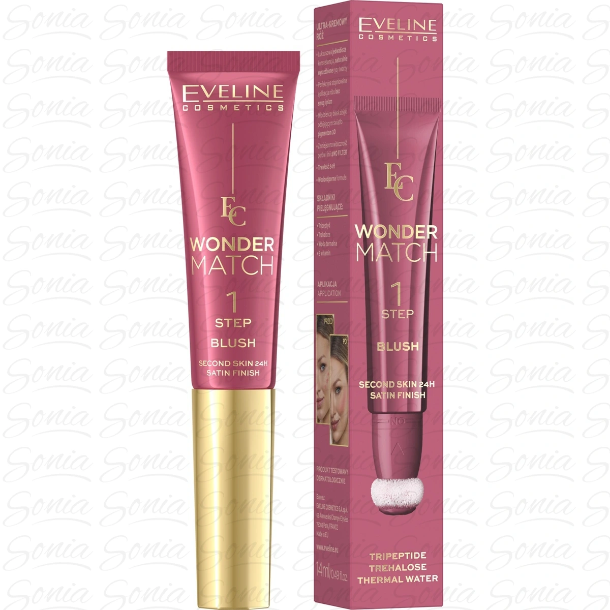 EVELINE Wonder Match Ultrakremowy Róż w tubce z aplikatorem - nr 01 14 ml