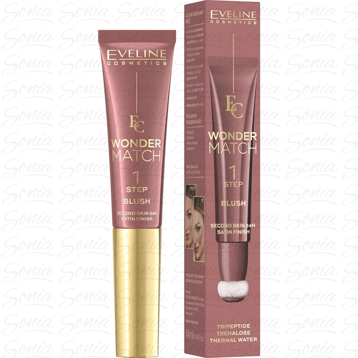 EVELINE Wonder Match Ultrakremowy Róż w tubce z aplikatorem - nr 02 14 ml