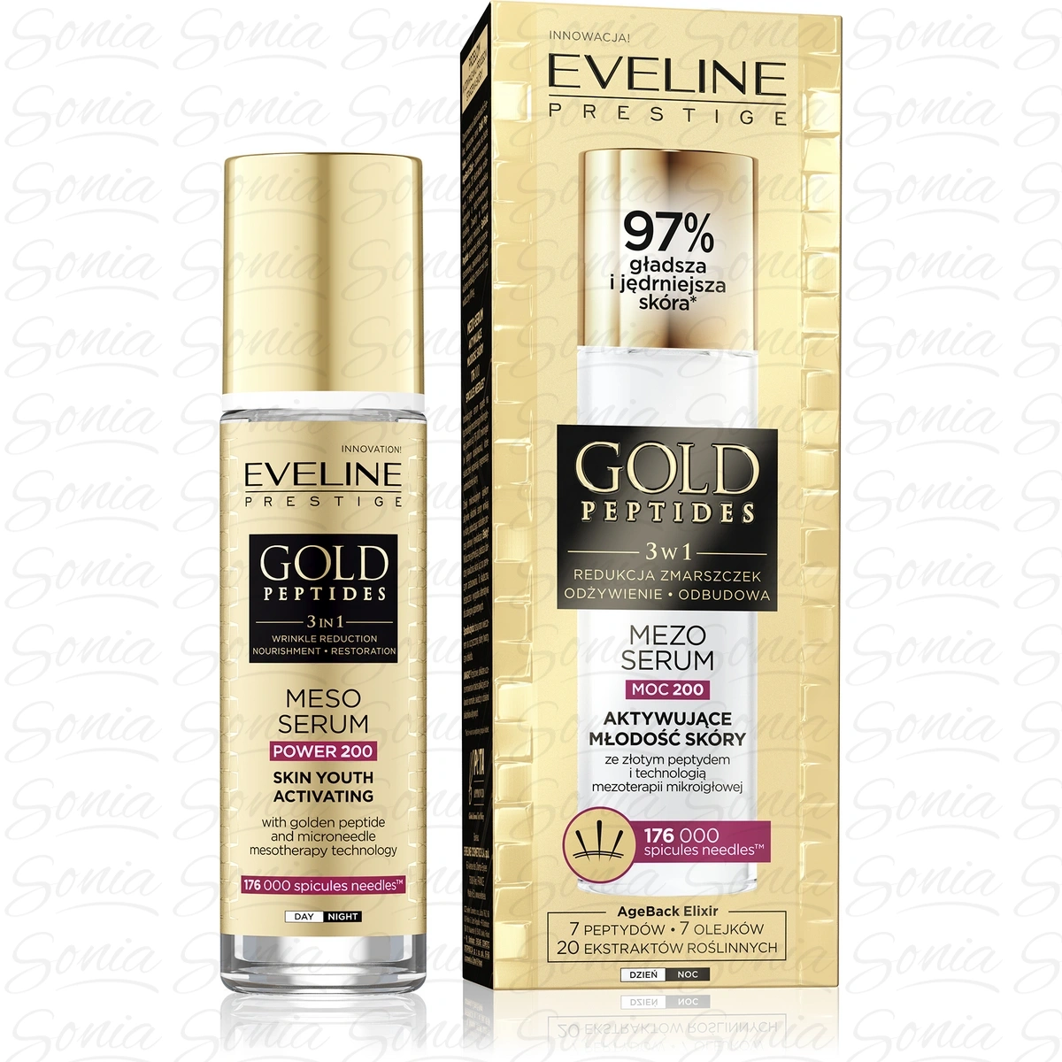 EVELINE Gold Peptides Mezo-serum aktywujące młodość skóry 3w1 (moc 200) 30 ml