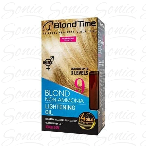 BLOND TIME 9 Olejek Rozjaśniający do włosów bez amoniaku (do 3 tonów) z witaminą E, C i F  180ml
