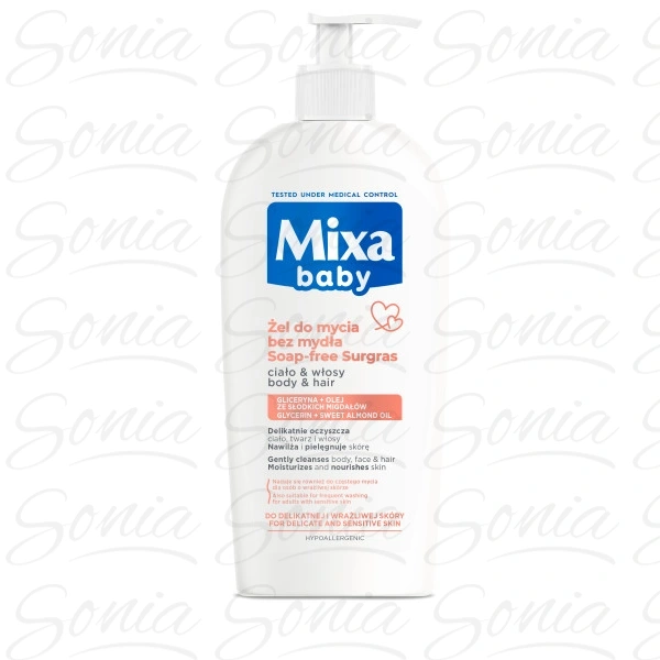 MIXA Baby Żel do mycia ciała i włosów bez mydła 400 ml