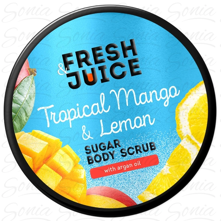 FRESH JUICE Cukrowy peeling do ciała Tropikalne mango i cytryna 200 ml