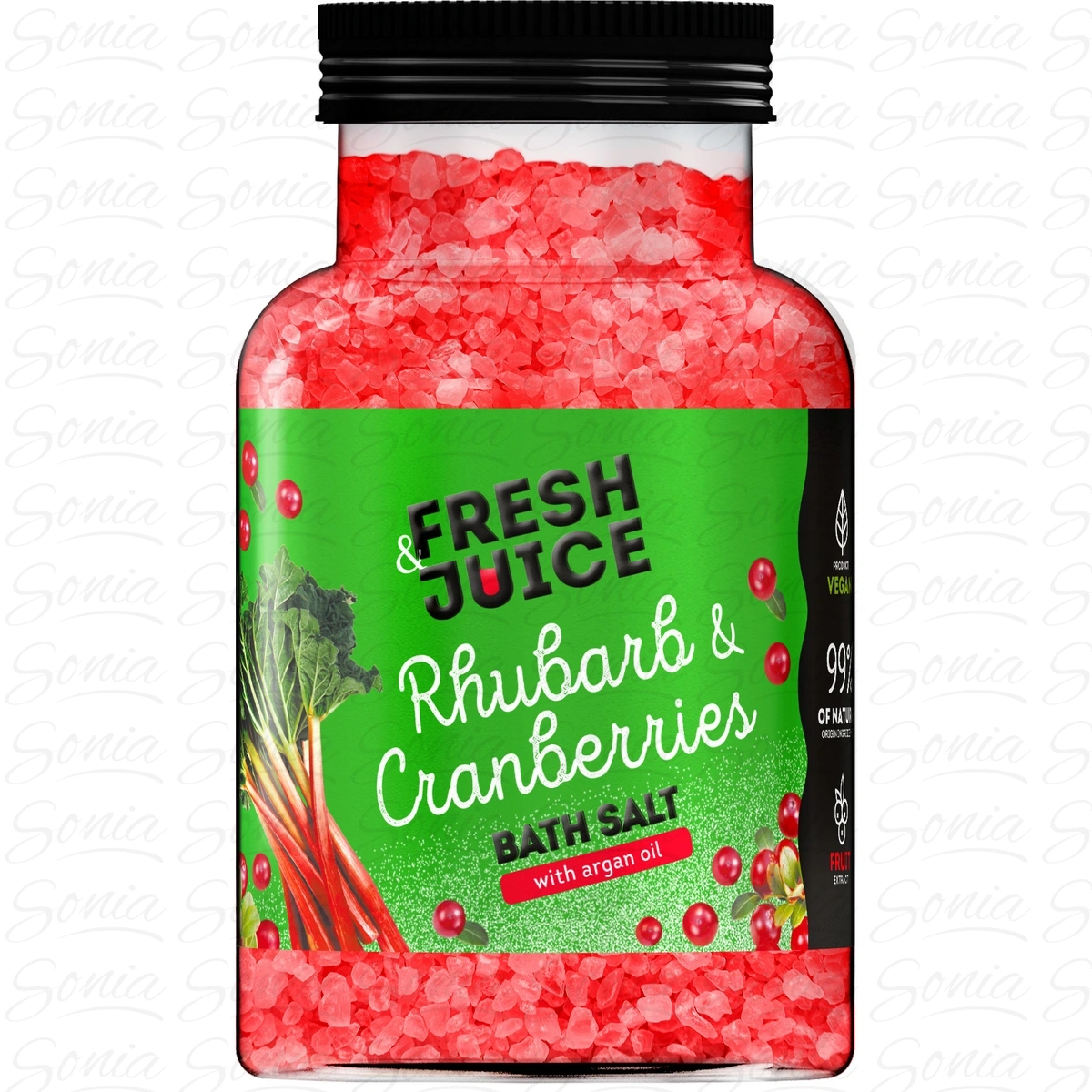 FRESH JUICE Sól do kąpieli Rabarbar i Żurawina 700 g