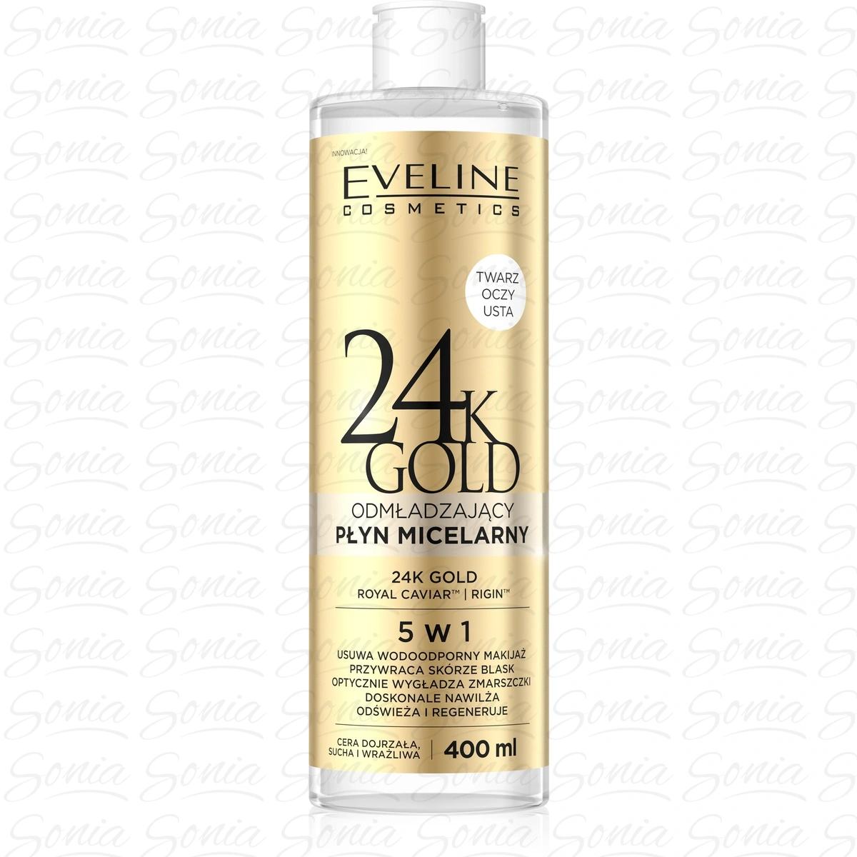 EVELINE 24K Gold Odmładzający Płyn micelarny 5w1 400 ml