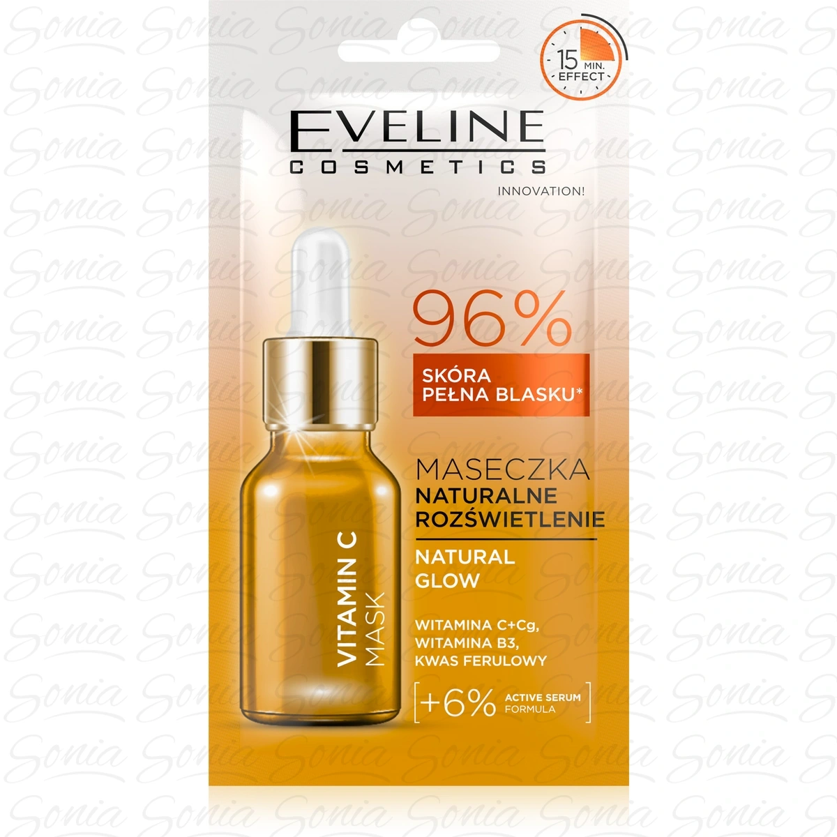 EVELINE Maska do twarzy Naturalne Rozświetlenie - Vitamin C 8 ml