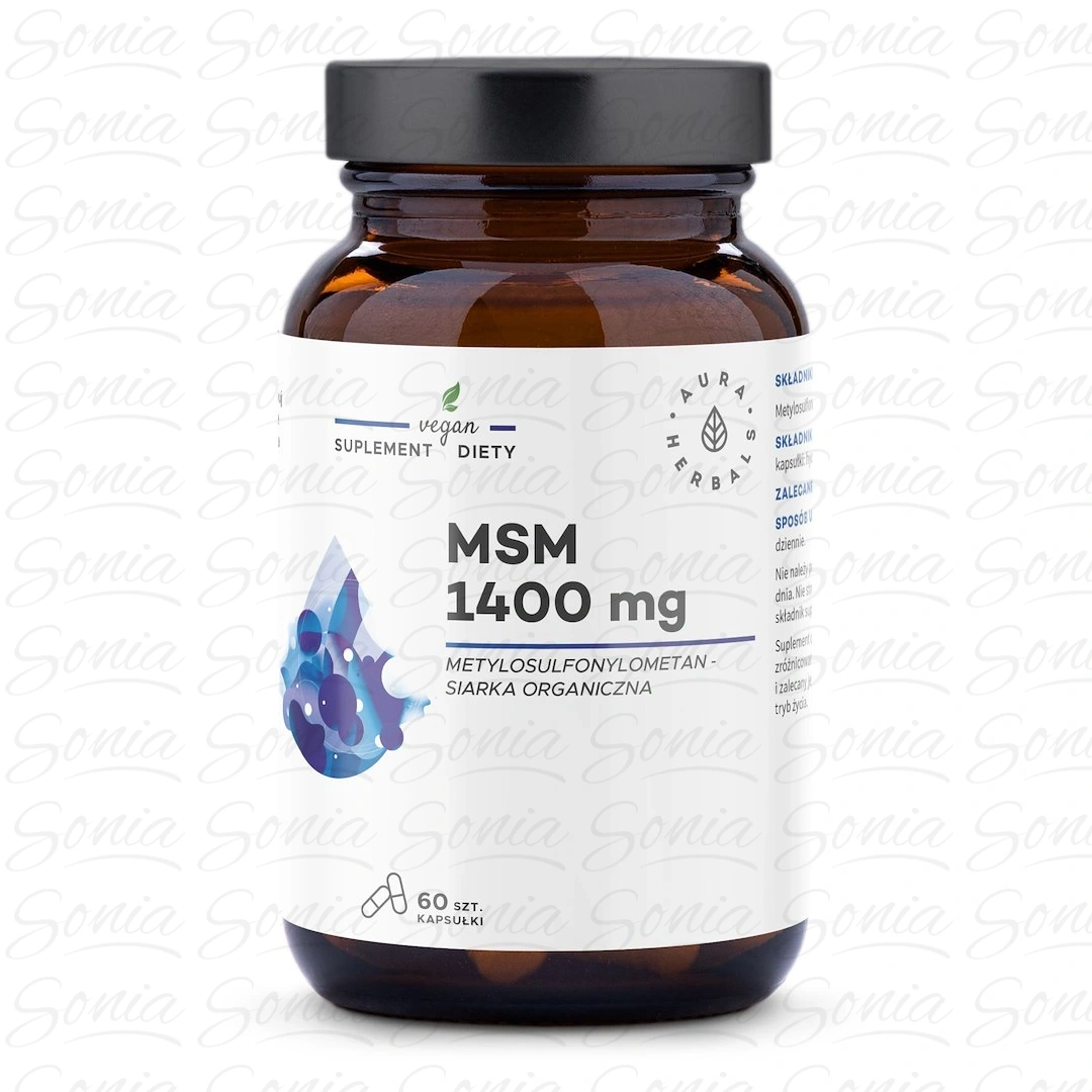 AURA HERBALS MSM Siarka Organiczna 1400 mg - suplement diety 60 sztuk (kapsułki)