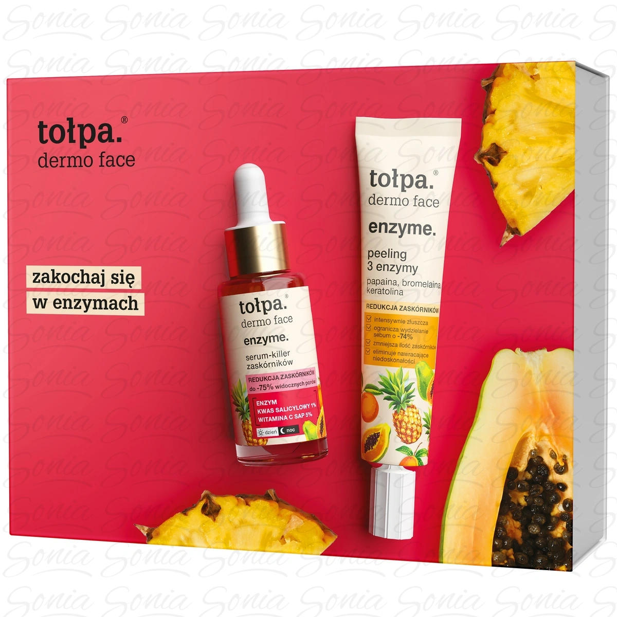 TOŁPA Zestaw prezentowy Dermo enzyme (Peeling 3 enzymy 40ml + Serum-killer zaskórników 30ml)
