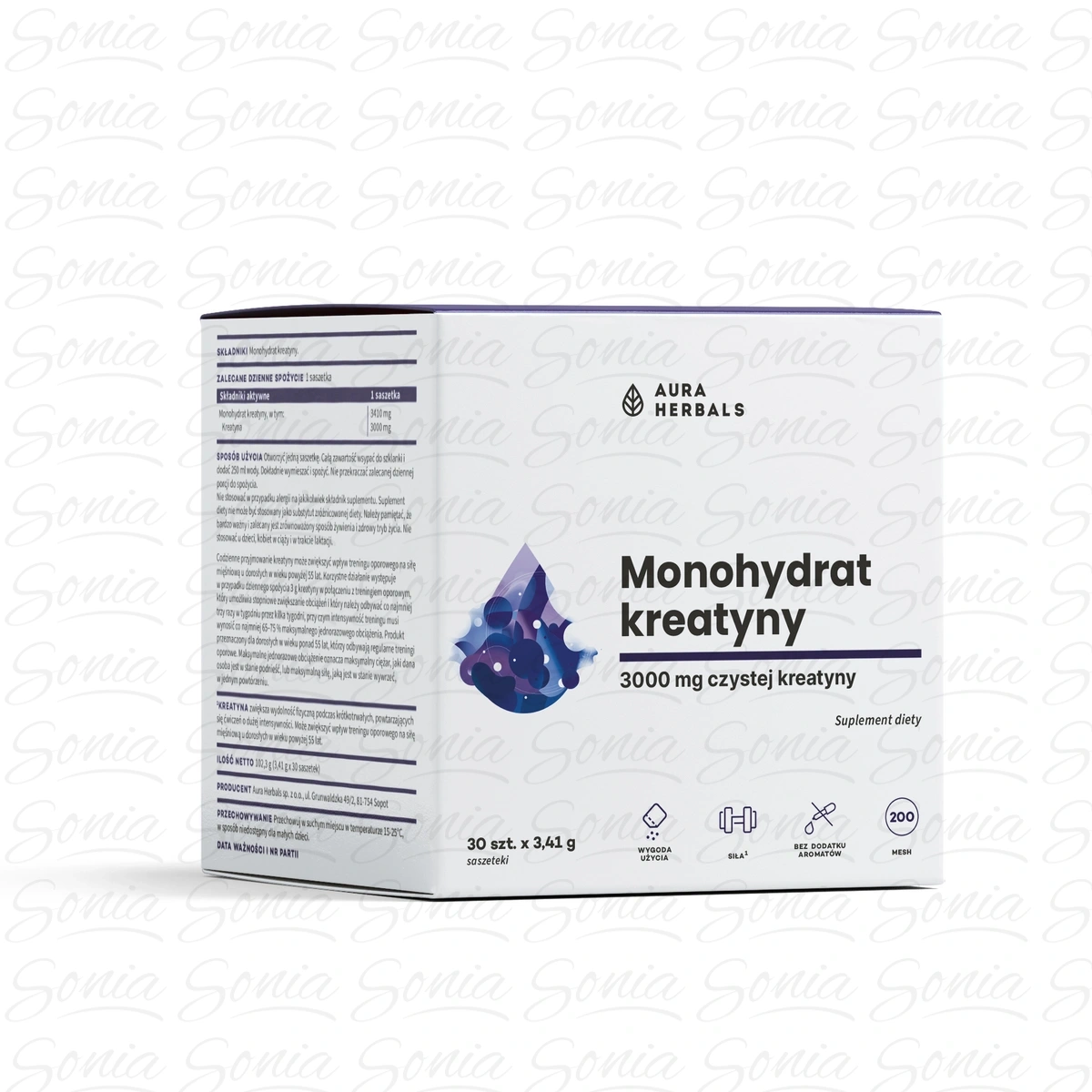 AURA HERBALS Kreatyna monohydrat Suplement diety Saszetki 30 szt.