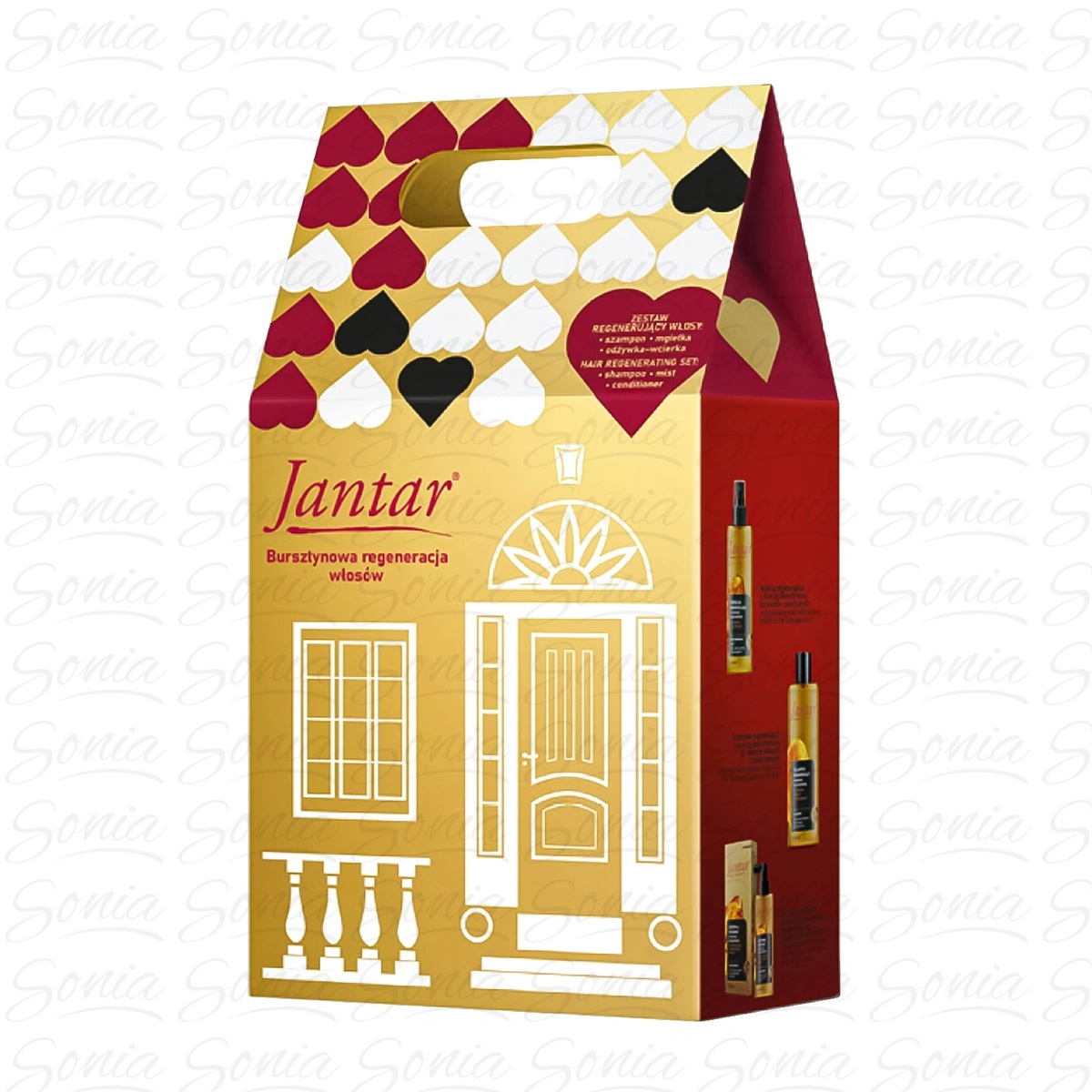 JANTAR Zestaw prezentowy do włosów zniszczonych (Szampon 300ml + Odżywka 100ml + Mgiełka do włosów 200ml)
