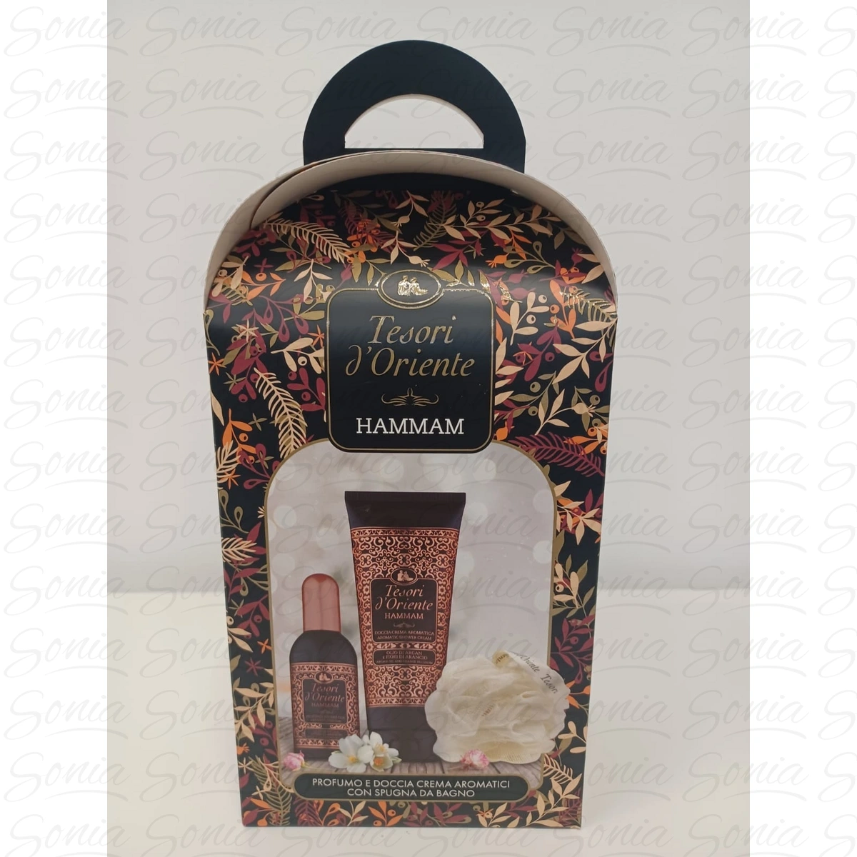 TESORI D'ORIENTE Zestaw prezentowy Hammam (Woda toaletowa 100 ml + Żel pod prysznic 75 ml + Myjka do kąpieli)