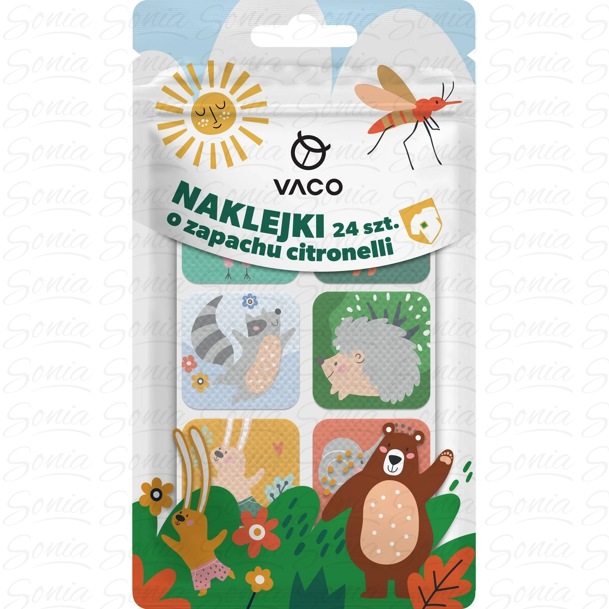 VACO Kids Naklejki na komary na odzież, plecak, wózek (Citronella) 1 op. - 24 szt.