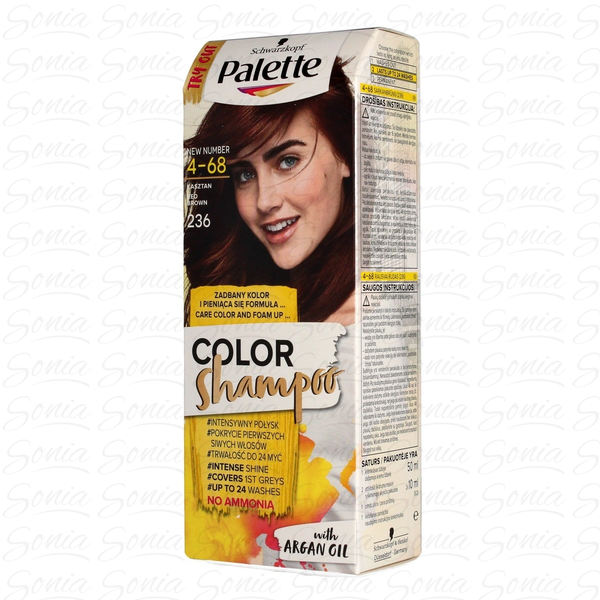 Palette Color Shampoo Szampon koloryzujący  nr 4-68 (236) Kasztan  1op. 3838824160535