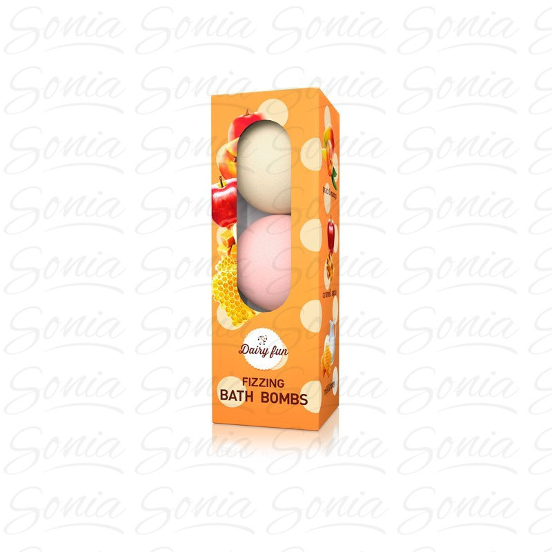 Dairy Fun Musujące kule do kąpieli - mleko i miód, karmelowe jabłko i brzoskwinie  3 x 100 g 5060061201636