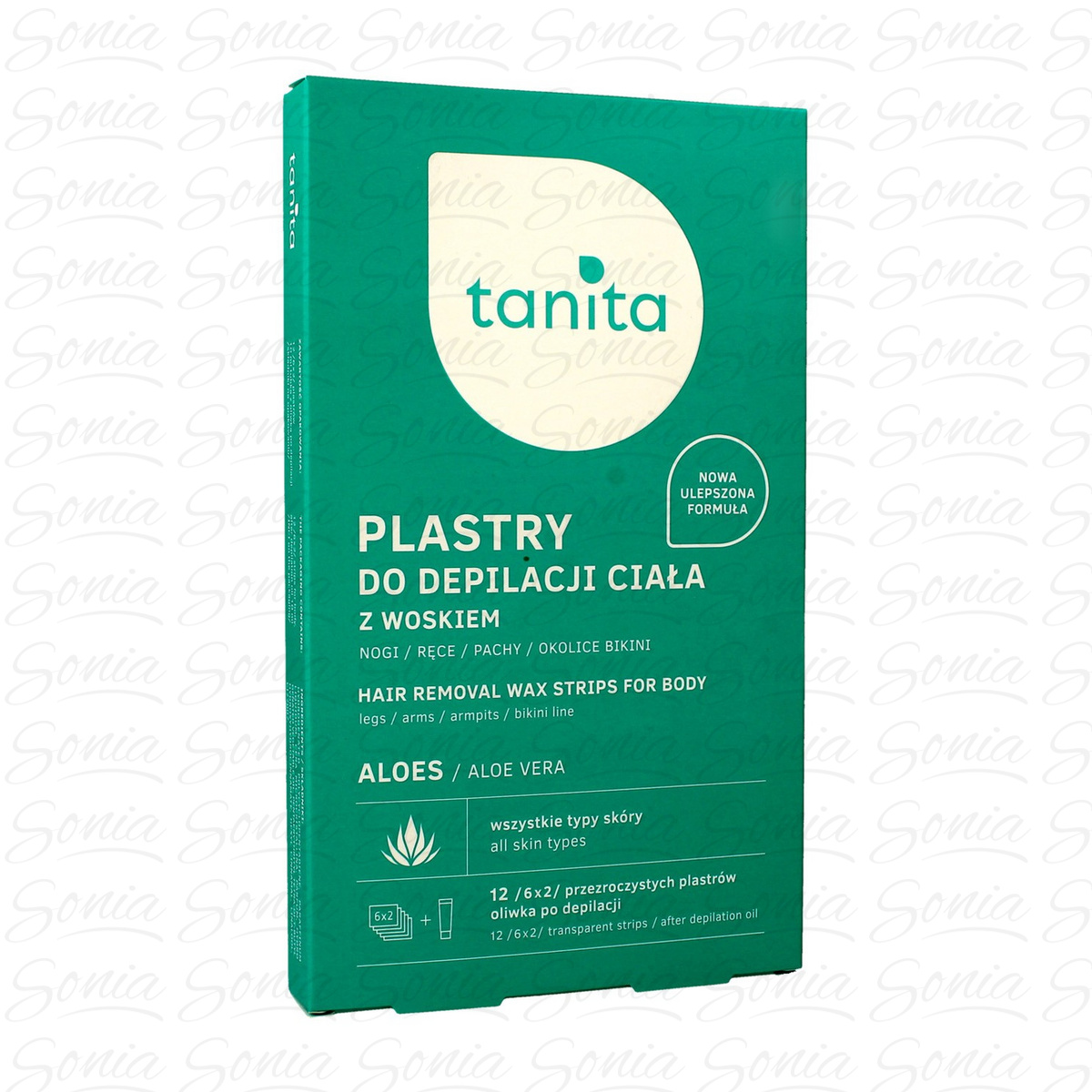 Tanita Plastry do depilacji ciała z woskiem Aloes 1 op.-12szt 5903216493701