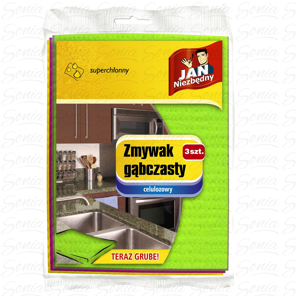 Sarantis Jan Niezbędny Zmywak gąbczasty 3szt 5900536278810