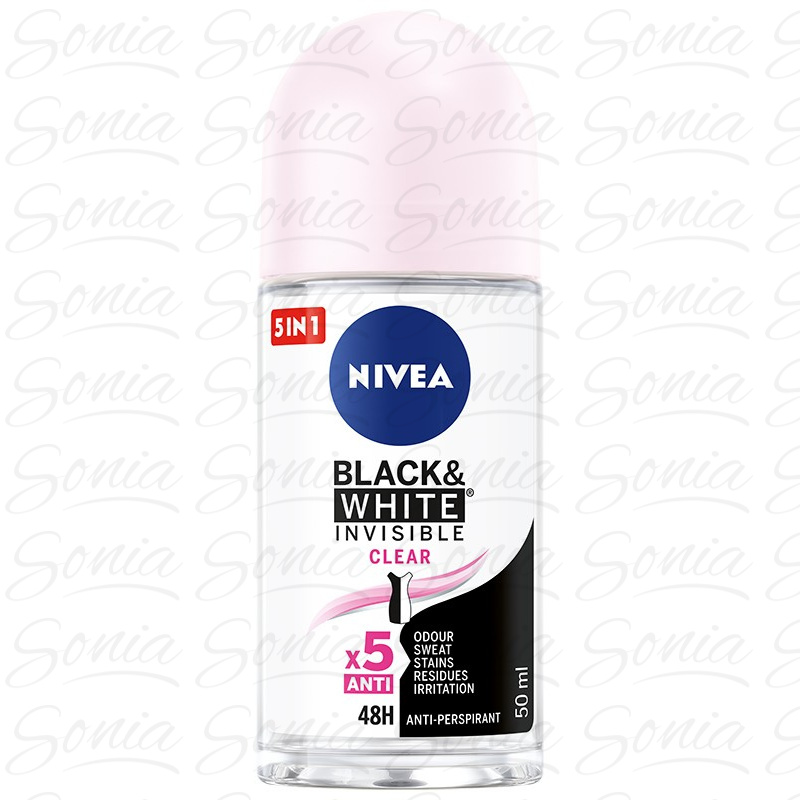 Nivea Black&White Invisible Clear Antyperspirant roll-on damski, 50ml 42246947
