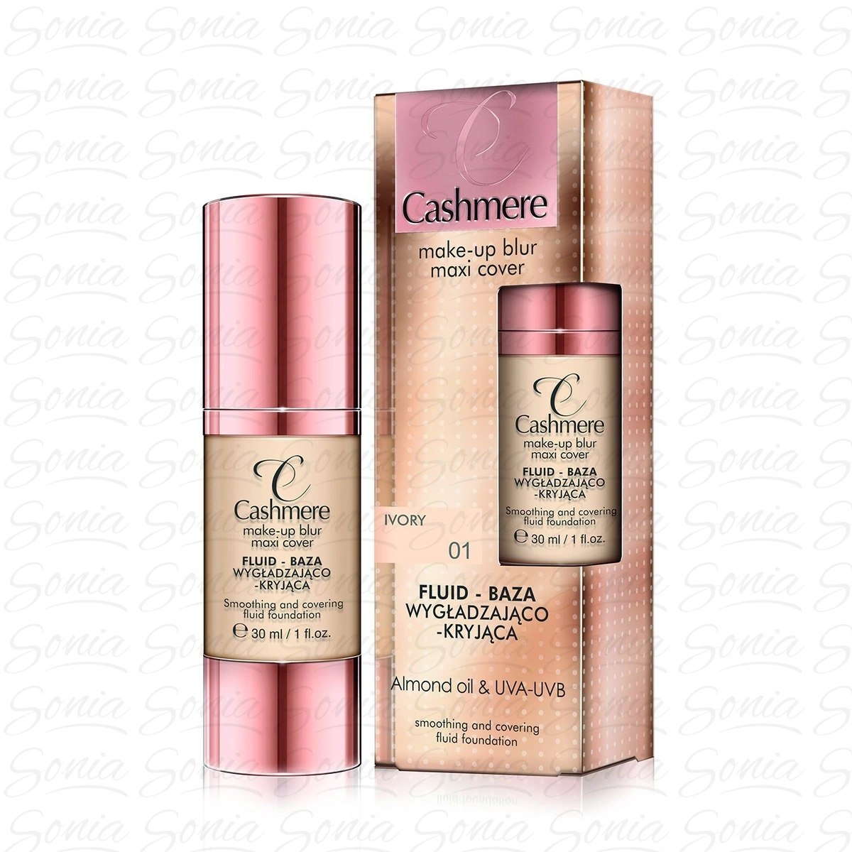 Dax Cosmetics Cashmere Fluid -baza wygładzająco-kryjąca nr 01 Ivory  30ml 5900525040411