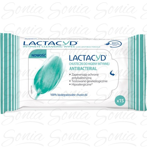 Lactacyd Antibacterial Chusteczki do higieny intymnej  1op.- 15szt 5391520943584