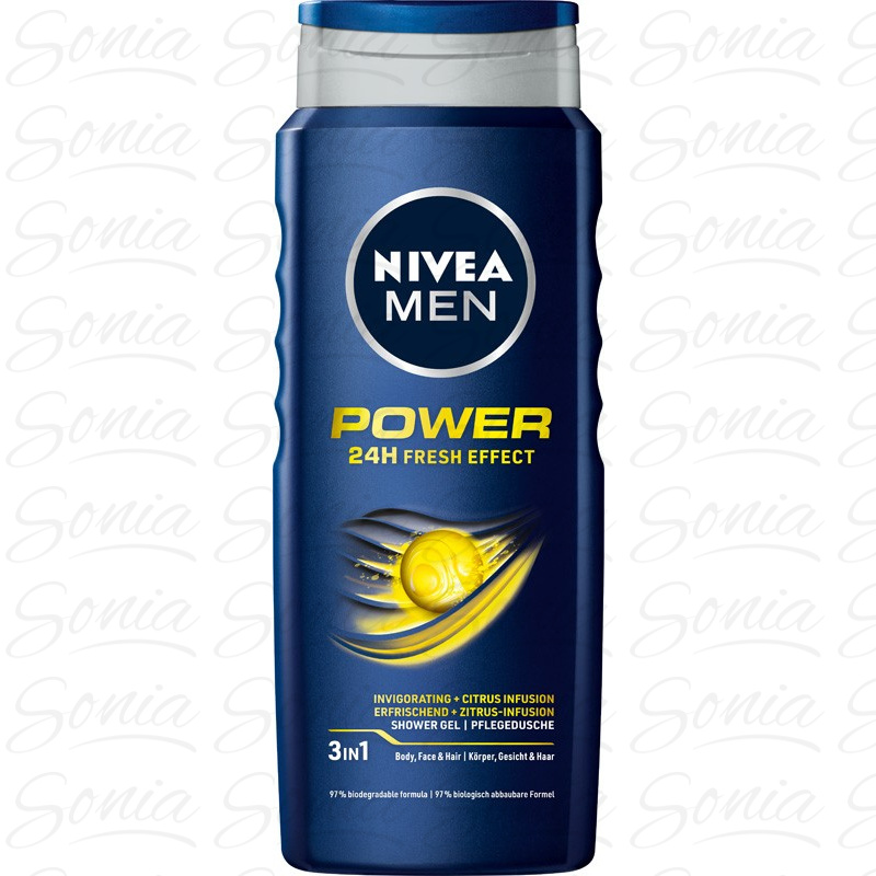 Nivea Men Żel pod prysznic Power Fresh 3 w 1 500ml 9005800286556