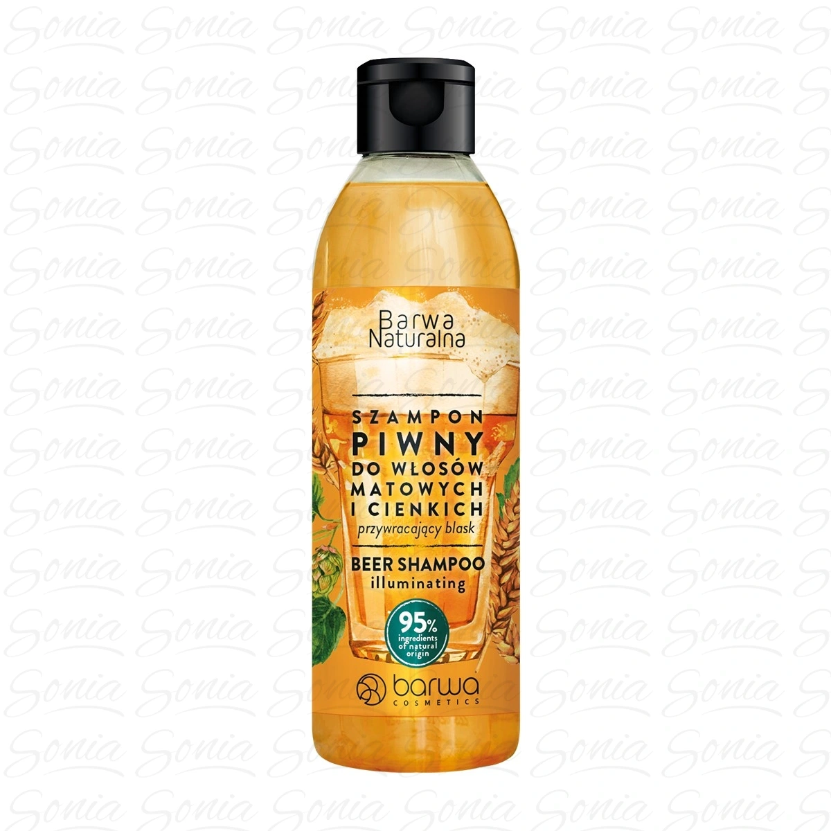 BARWA Naturalna Szampon do włosów Piwny przywracający blask - włosy cienkie i matowe  300ml 5902305000080