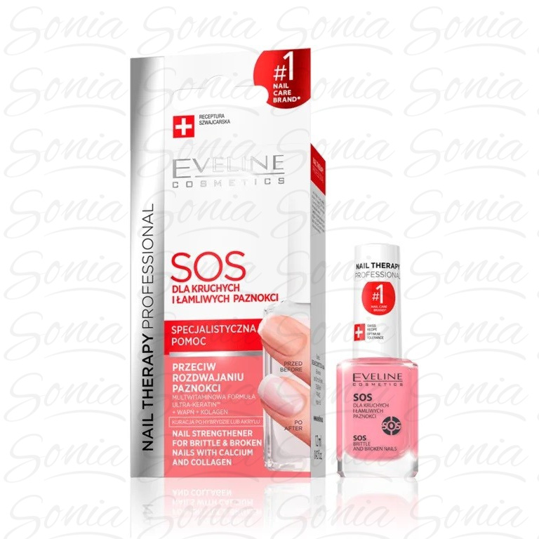 Eveline Nail Therapy Lakier odżywka SOS dla kruchych i łamliwych paznokci 12ml 5901761971965