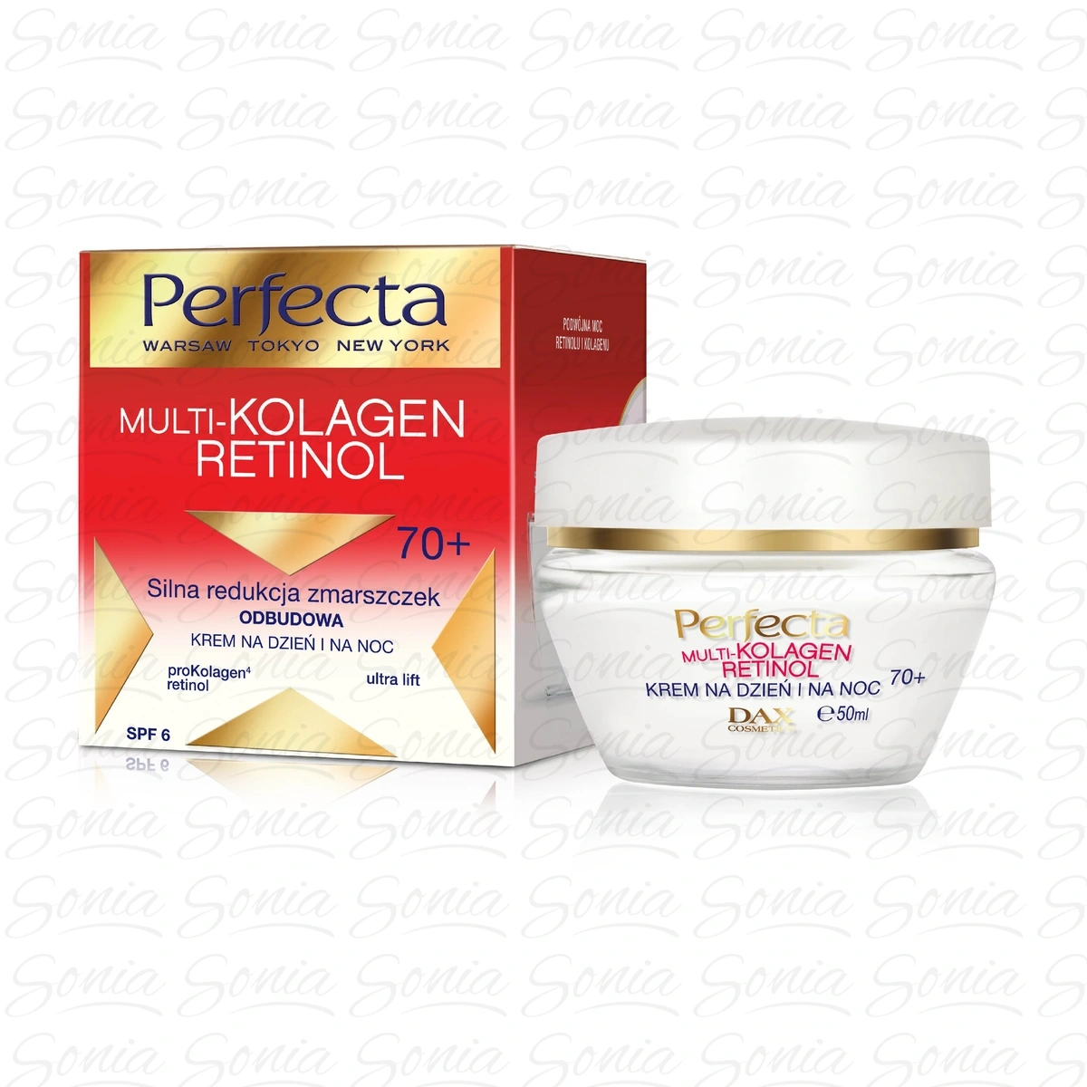 Perfecta Multi-Kolagen Retinol 70+ Krem redukujący zmarszczki odbudowujący na dzień i noc  50ml 5900525050847