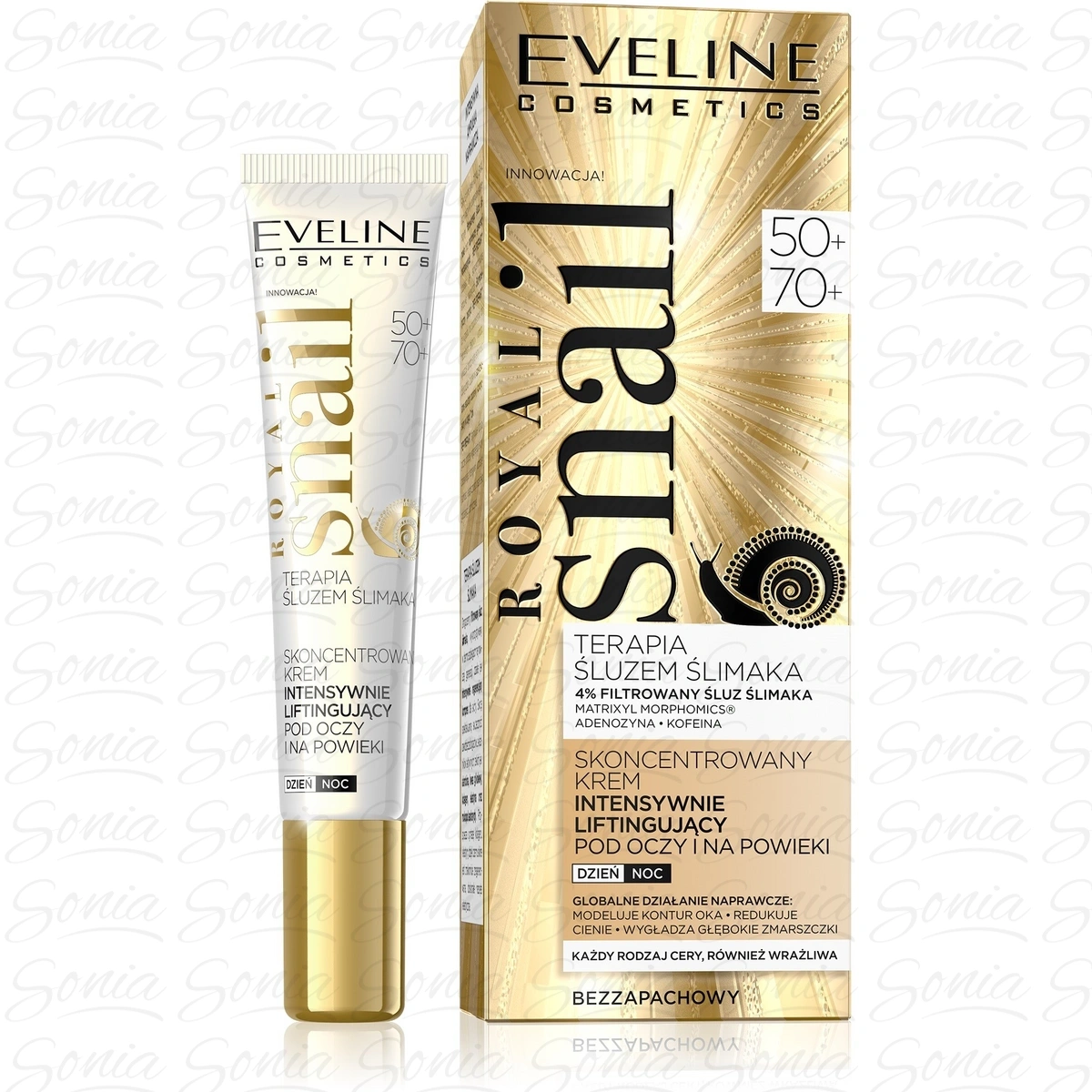 Eveline Royal Snail 50+/70+ Skoncentrowany Krem intensywnie liftingujący pod oczy i na powieki na dzień i noc  20ml 5901761981018